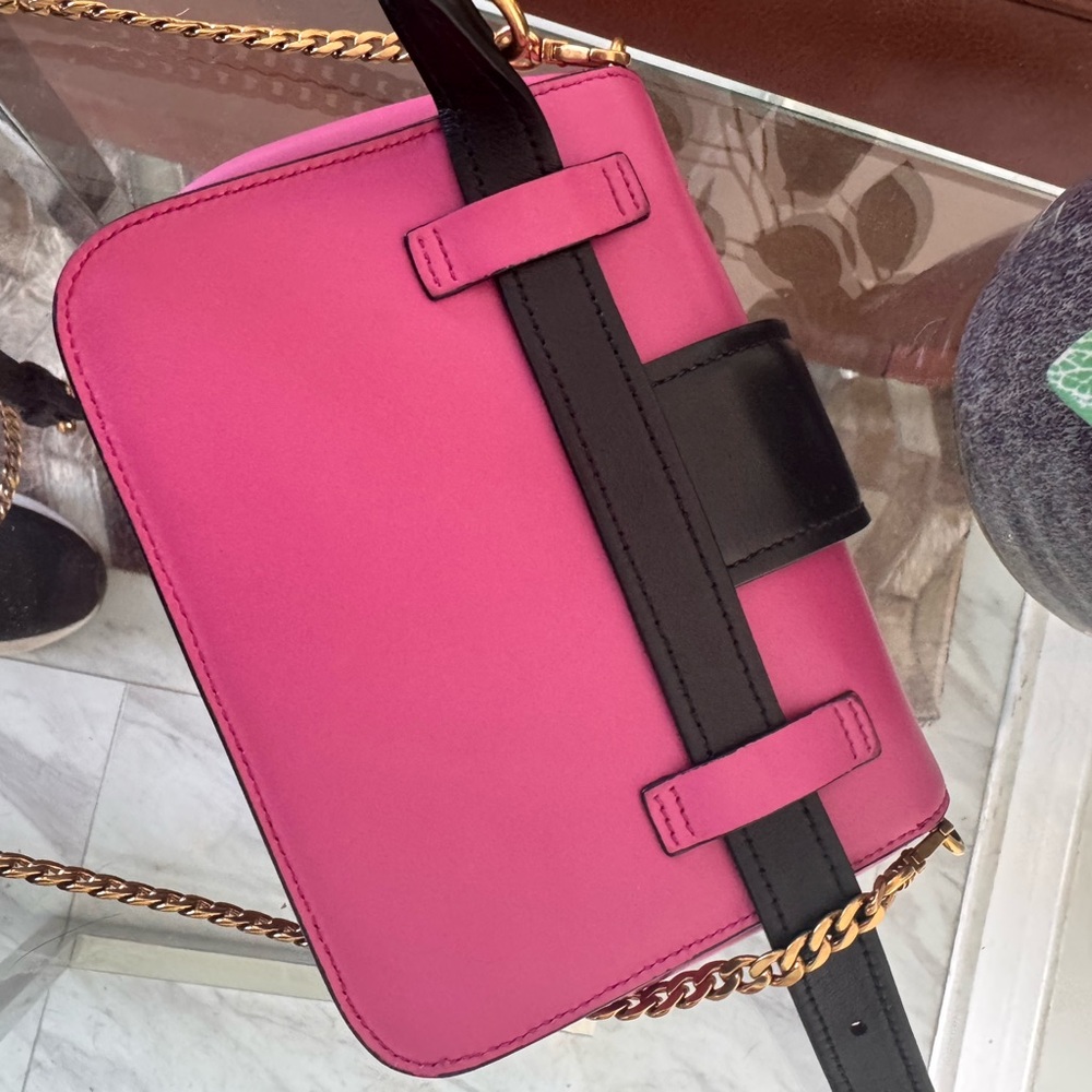 Prada City Calk Cahier Pink Black Leather Cross Body or Belt Bag + DUST BAG - Picture 13 of 14